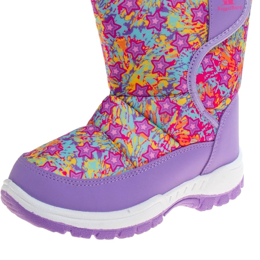 Rugged Bear Girls Snow Boot, Purple Multi, 4 Big Kid NEW